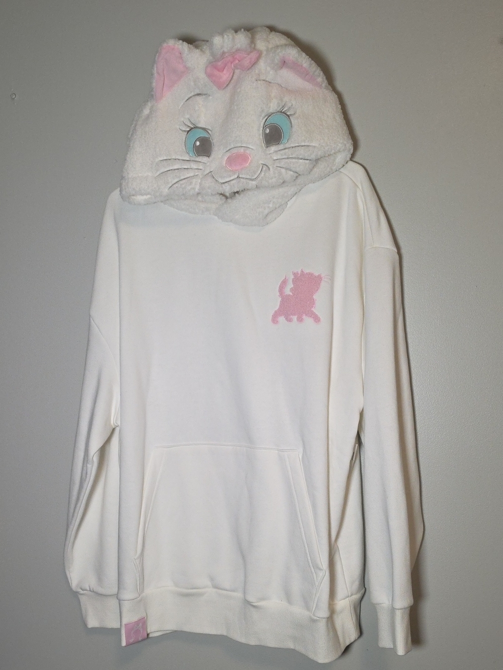 Disney Parks Aristocats White Hoodie with Pink Cat Accent - Plush Marie Hood